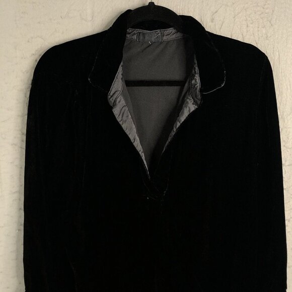 CP Shades Top Womens Medium Black Velvet Whimsigoth Y2K Retro Silk Blend - Picture 9 of 10